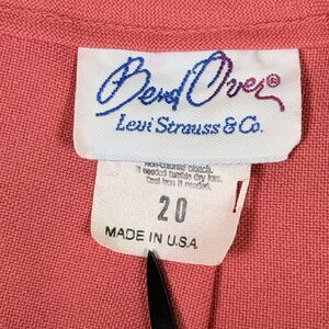 Vintage 80s Levi’s Bend Over Pants Women's Plus 20 Salmon High Rise Straight Leg